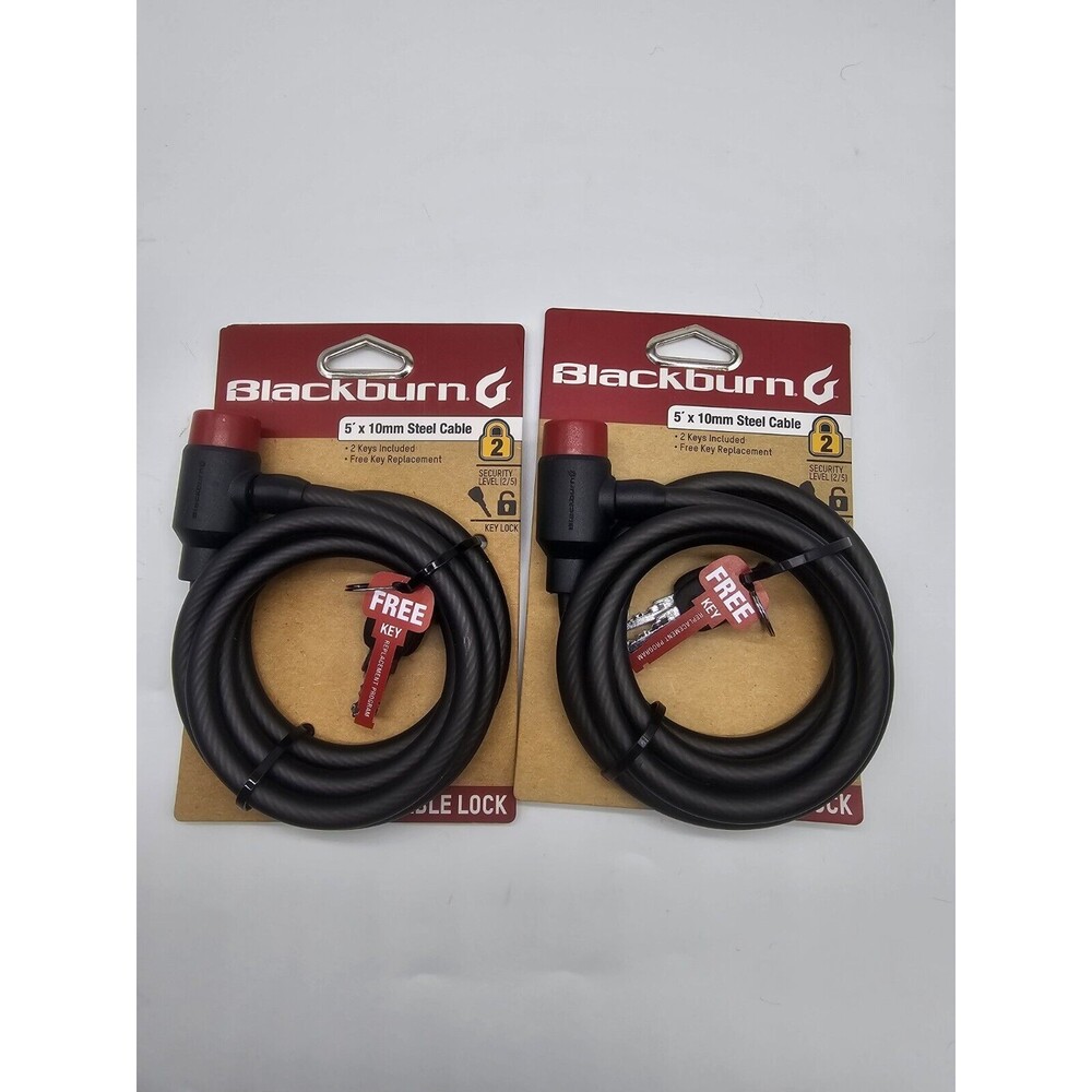 Blackburn 5 Ft. X 10 mm Key Cable Sleet Core Extra Thick Bike Lock X2